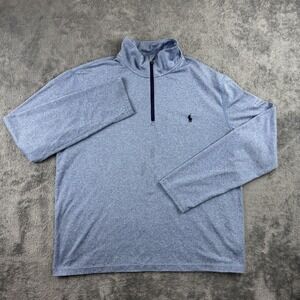 Polo Ralph Lauren Pullover Mens XL Blue Performance 1/4 Zip Mock Neck Shirt